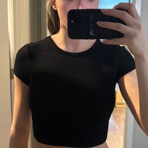 Zara Black Short Sleeve Crop Top